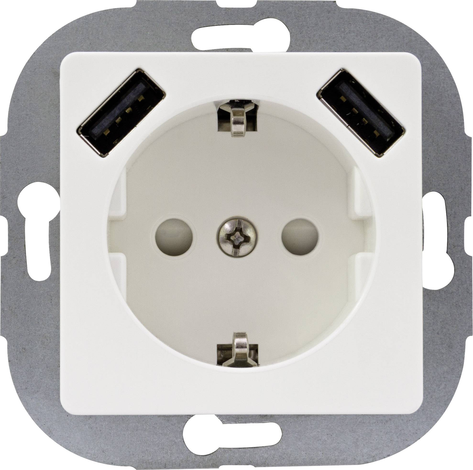 REV 0240130106 Flush-mount socket Child safety, incl. USB IP20 White