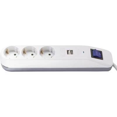 Image of REV 0014348100 Power strip (+ switch) 3x White, Grey PG connector 1 pc(s)