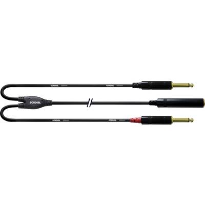 Image of Cordial CFY 0,3 KPP Audio/phono Y adapter [1x Jack socket 6.35mm - 2x Jack plug 6.35 mm] 30.00 cm Black