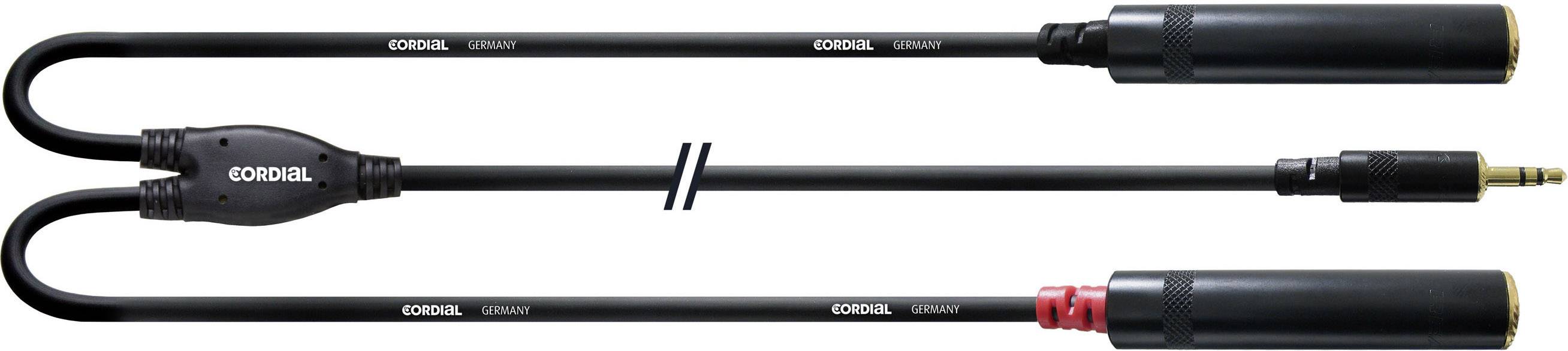 Cordial CFY 0,3 WGG Audio/phono Y adapter [1x Jack plug 3.5 mm - 2x Jack socket 6.35mm] 30.00 cm Black