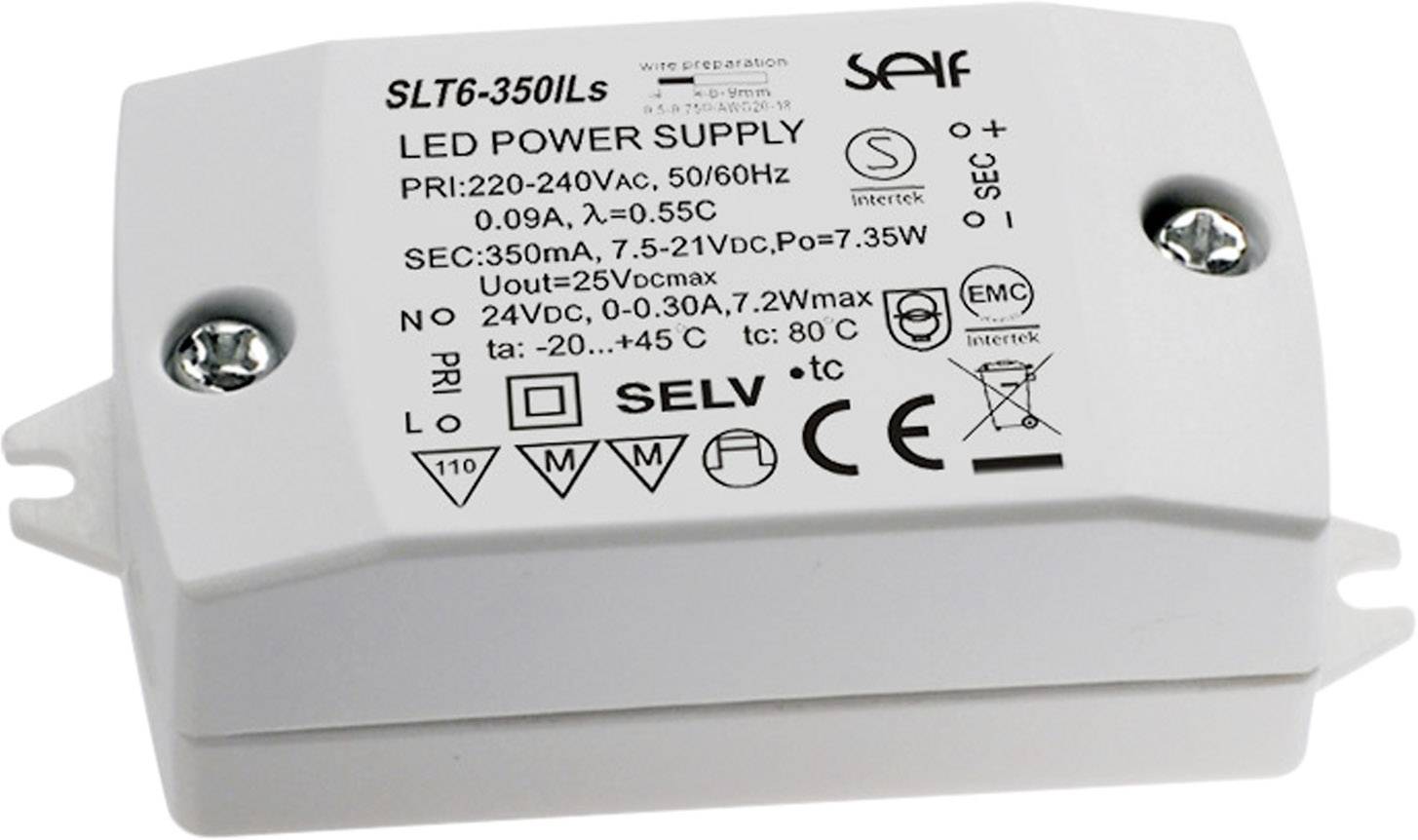 Self Electronics SLT6-350ILS LED driver Constant voltage, Constant current 7.94 W, 7.31 W mA 7.5, 24.0 21.0, 24.0 | Conrad.com