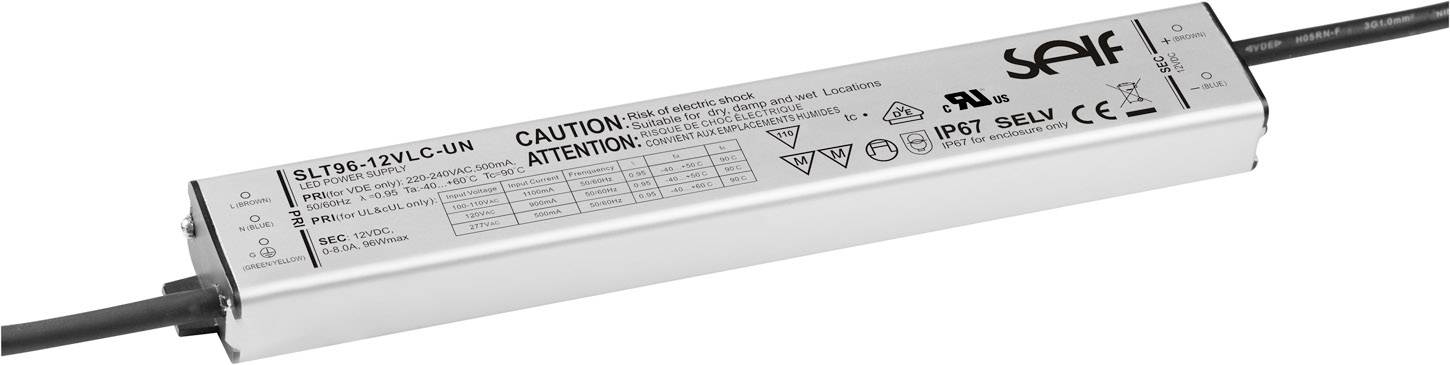 Self Electronics SLT96-24VLC-UN LED driver Constant voltage 96 W 0 - 4 A 24.0 V DC Approved for use on furniture, not dimmable, Surge protection, Overvoltage 1