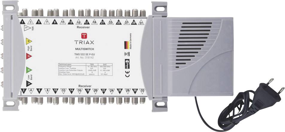 Triax TMS 532 SE P-EU SAT multiswitch Inputs (multiswitches): 5 (4 SAT/1 terrestrial) No. of participants: 32