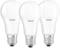 Three white OSRAM LED light bulbs with standard E27 screw base, arranged side by side.