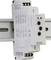 A relay module mounted on a DIN rail, showing electrical circuit diagrams and technical details. Model number: CRM-91H.