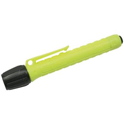A yellow, waterproof torch with a black head, suitable for use in harsh conditions or underwater.