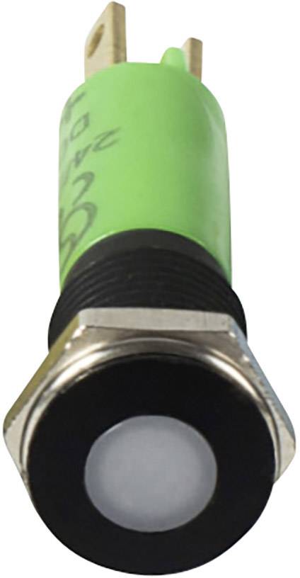 Green-covered LED display light with a black border and metal casing, front view.