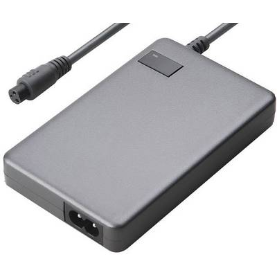 Black power supply with connection cable, suitable for powering electronic devices.