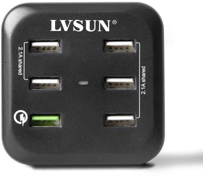 LVSUN Fast USB charger 34.5 W Mains socket Max. output current 12900 mA USB, USB 3.2 1st Gen port A (USB 3.0) No. of out-1