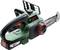 Bosch battery chainsaw in green and black, 'UniversalChain 18' model with 18V battery, suitable for light to medium garden tasks.