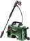 Green pressure washer with a black handle and red button, suitable for outdoor cleaning tasks.