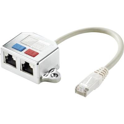 'Double RJ45 network socket with Ethernet cable, suitable for home office connections.'