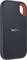 A portable external SanDisk drive with a black, perforated surface and an orange accent along the edge.