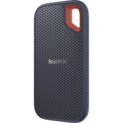 A portable, dark grey external storage device with a red accent and SanDisk logo in the centre.