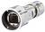 Metallic coaxial plug, cylindrical in shape, for cable connections in video and data transmission systems.