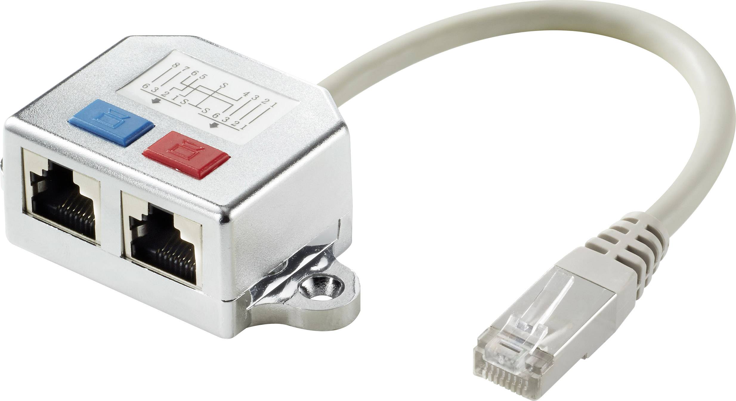 Renkforce RJ45 Networks T adapter CAT 6 [2x RJ45 socket - 1x RJ45 plug] 15.00 cm Metal