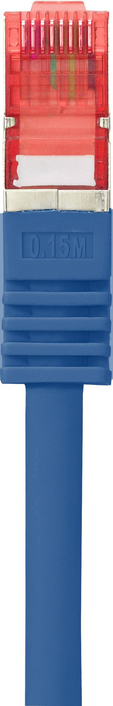 Renkforce RF-4737384 RJ45 Network cable, patch cable CAT 6 S/FTP 0.15 m Blue incl. detent, gold plated connectors, Flame-4