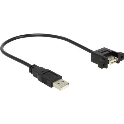 USB extension cable with male and female connectors, black cable, suitable for extending USB range.