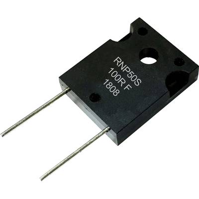 Black performance resistor with two terminals and the inscription 'RNP50S 100R F 18008'.