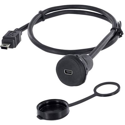 Black USB extension cable with cover, suitable for connecting to devices with a Micro-USB port.