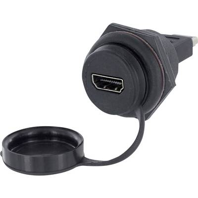 A black HDMI port with a protective cap, suitable for device connection in industrial applications.