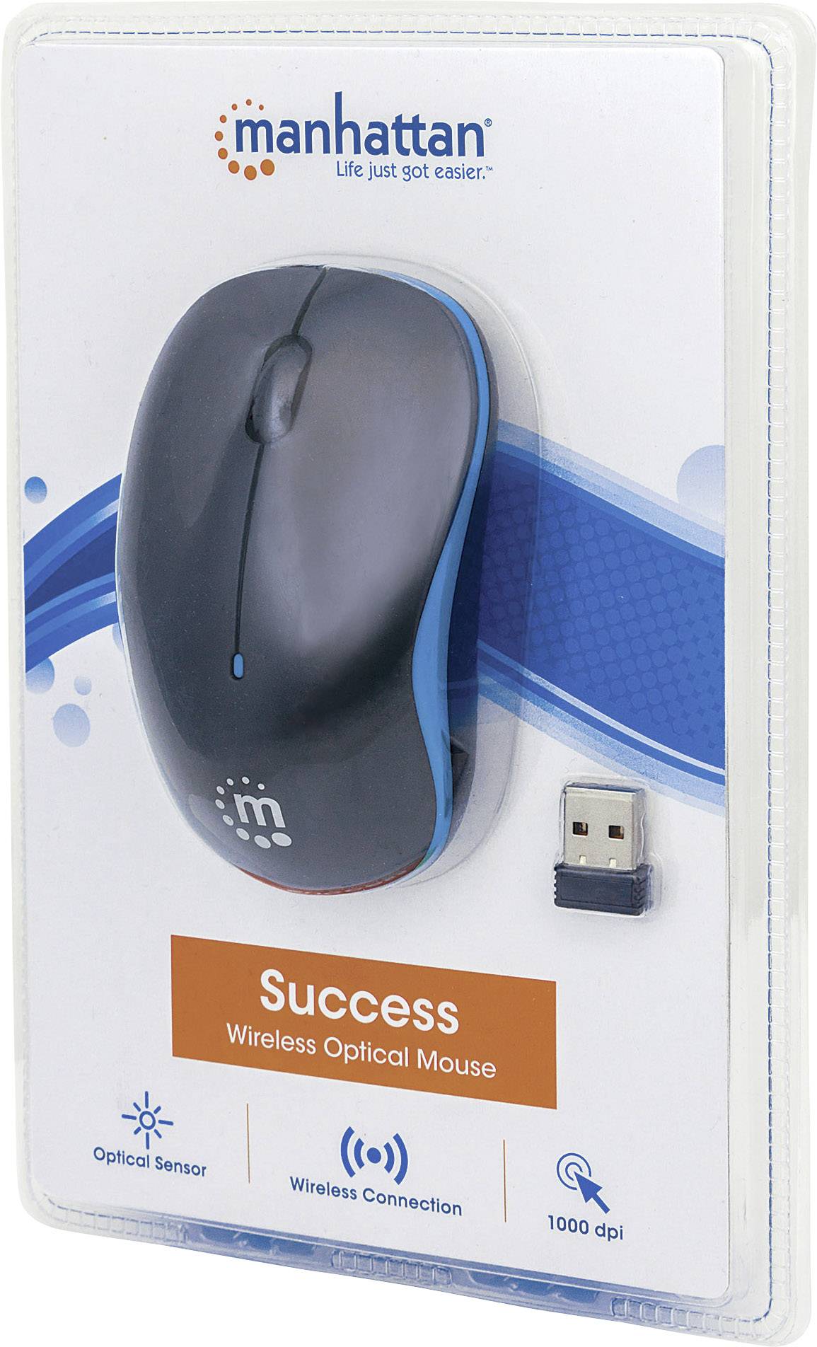 Manhattan Success Mouse Radio Optical Black, Blue 3 Buttons 1000 dpi-4