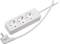 Triple socket with three plug sockets and a white cable.