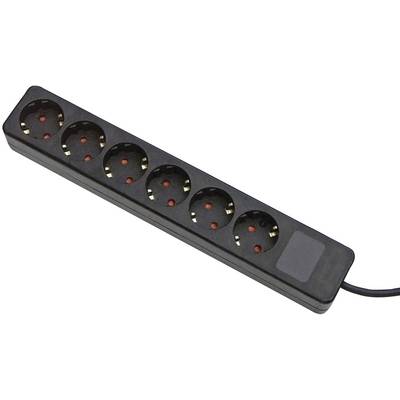 A black six-socket power strip.