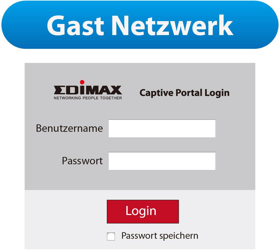 A login screen for a guest network. Fields for 'Username' and 'Password', with a 'Log in' button and 'Remember password' option.