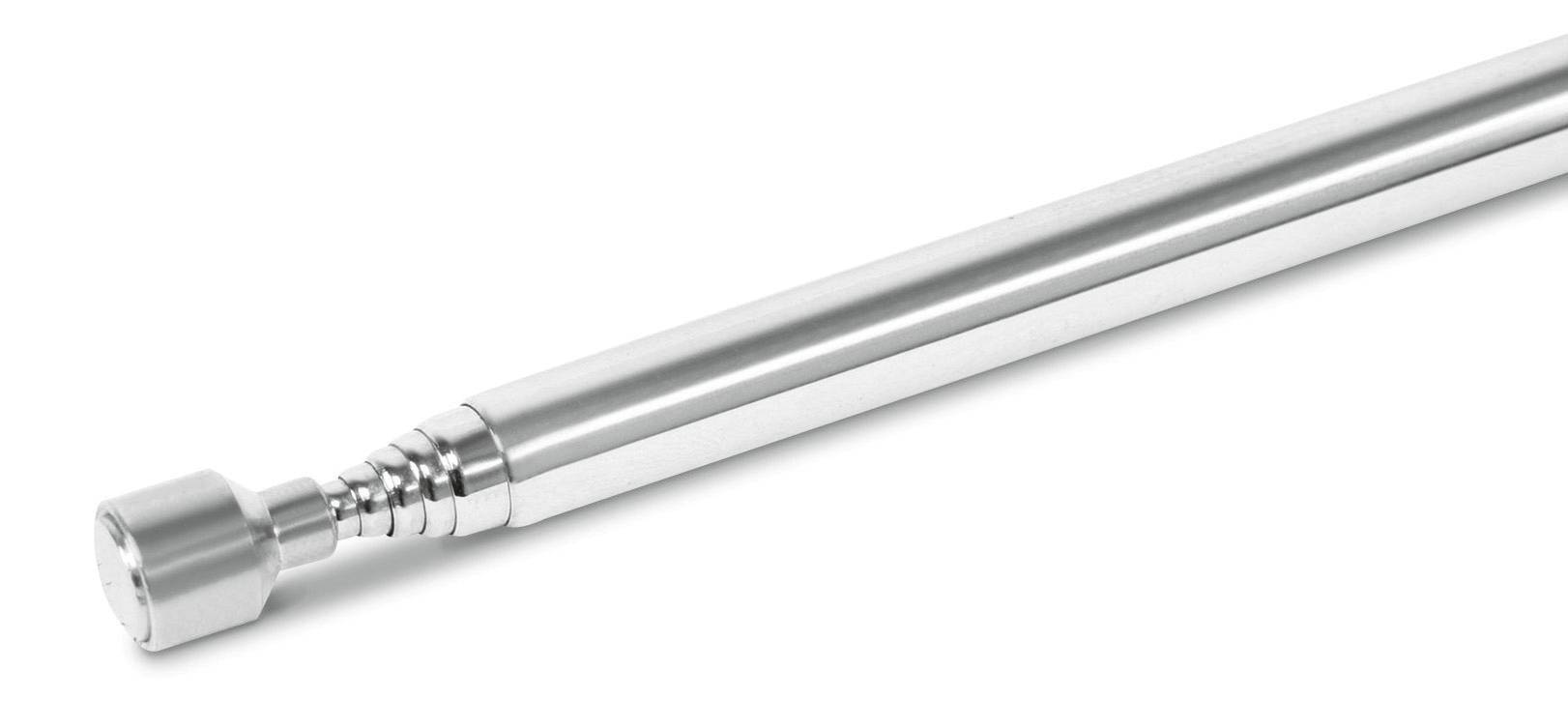 Silver telescopic rod, often used as a magnetic tool holder, on a white background.