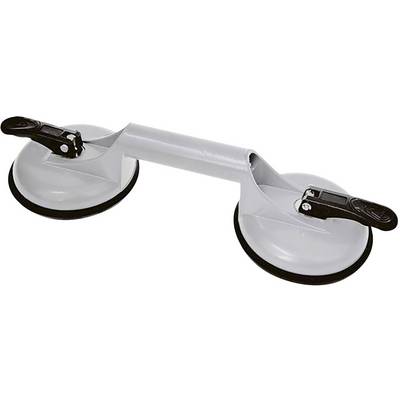 Double metal suction handle used for lifting or carrying smooth surfaces such as glass or tiles.
