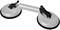 Silver double suction cup with black levers for securing to smooth surfaces. Suitable for transporting heavy items.