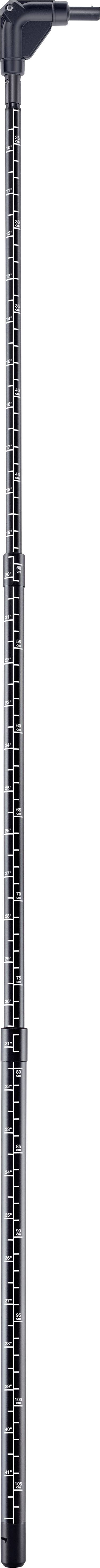 A tall, slender lamppost with a rectangular lampshade, suitable for outdoor lighting in urban areas.