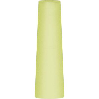 A large, light green paper cone that looks like a party hat or craft material.