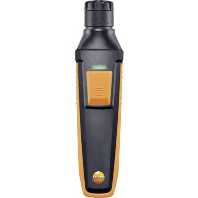 An orange and black, handy measuring device with a digital display, suitable for temperature measurements. Brand name 'testo' on the front.