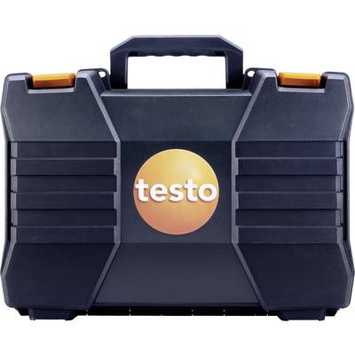 Black tool case with orange 'testo' logo in the centre. The sides have ribbed details.