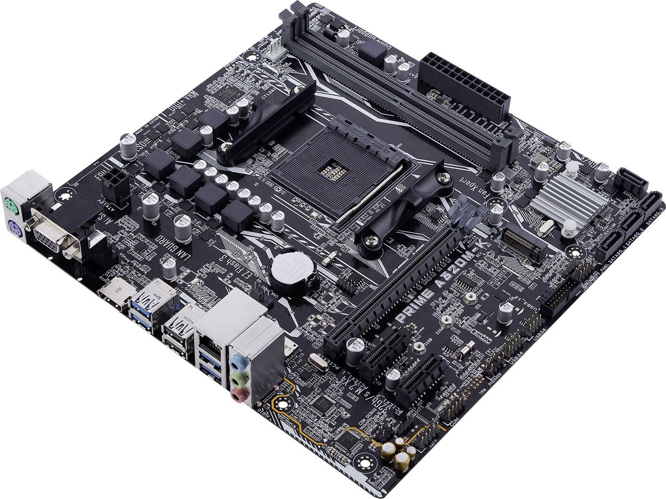 Asus PRIME A320M-K Motherboard PC base AMD AM4 Form factor (details) Micro-ATX Motherboard chipset AMD® A320-1