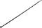 A black cable tie, elongated and flexible, used for bundling or securing cables and other objects.