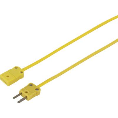 Yellow thermocouple extension cable with two connectors. Used for temperature measurement in various applications.