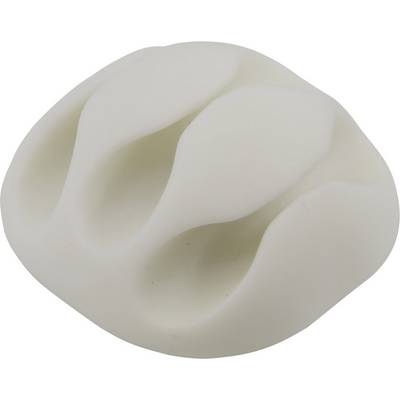 An ergonomic, white rock pinch climbing hold with three shallow finger recesses for comfortable grip while climbing.