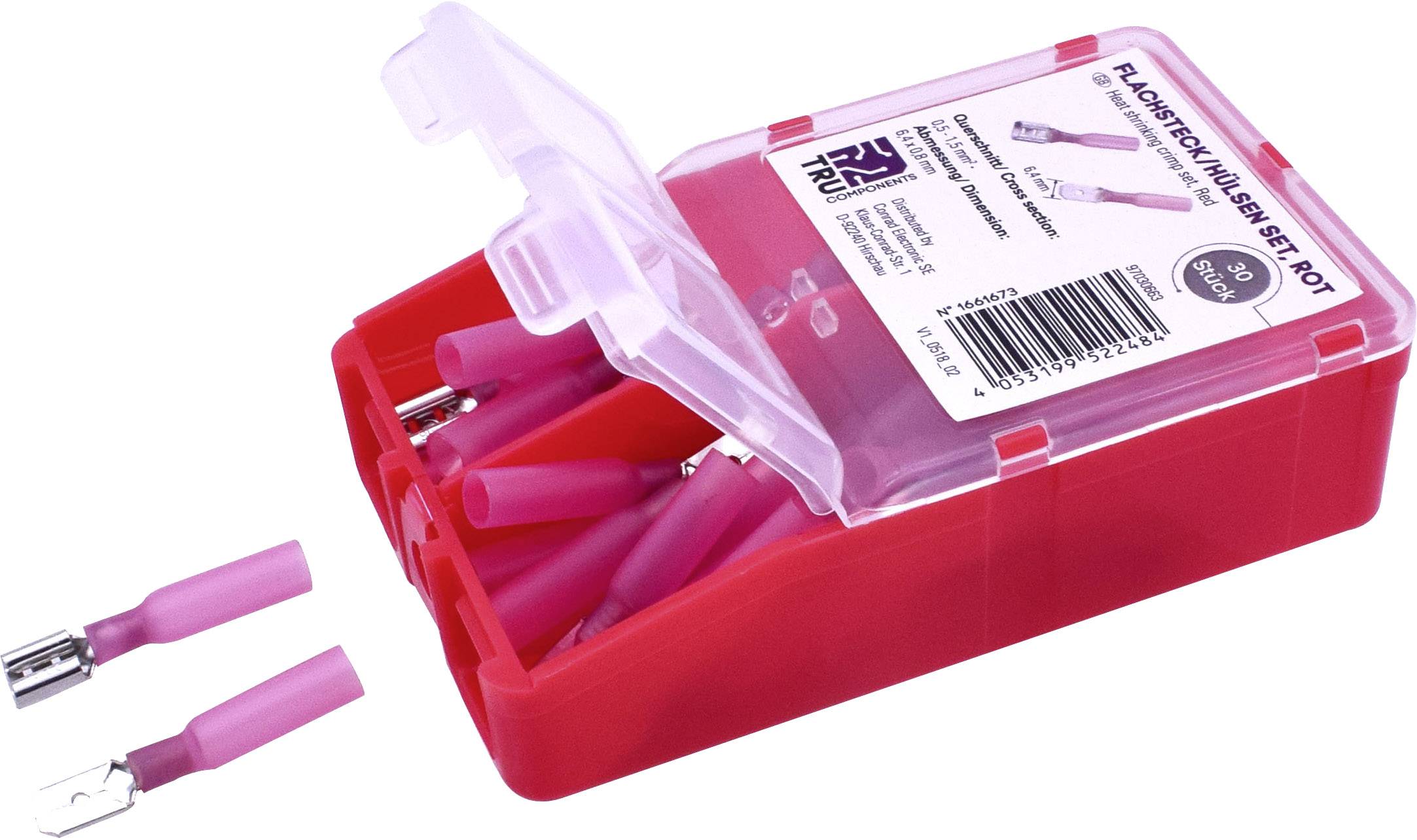 TRU COMPONENTS TC-6646692 Crimp connector set 0.50 mm² 1.50 mm² Red 60 pc(s)