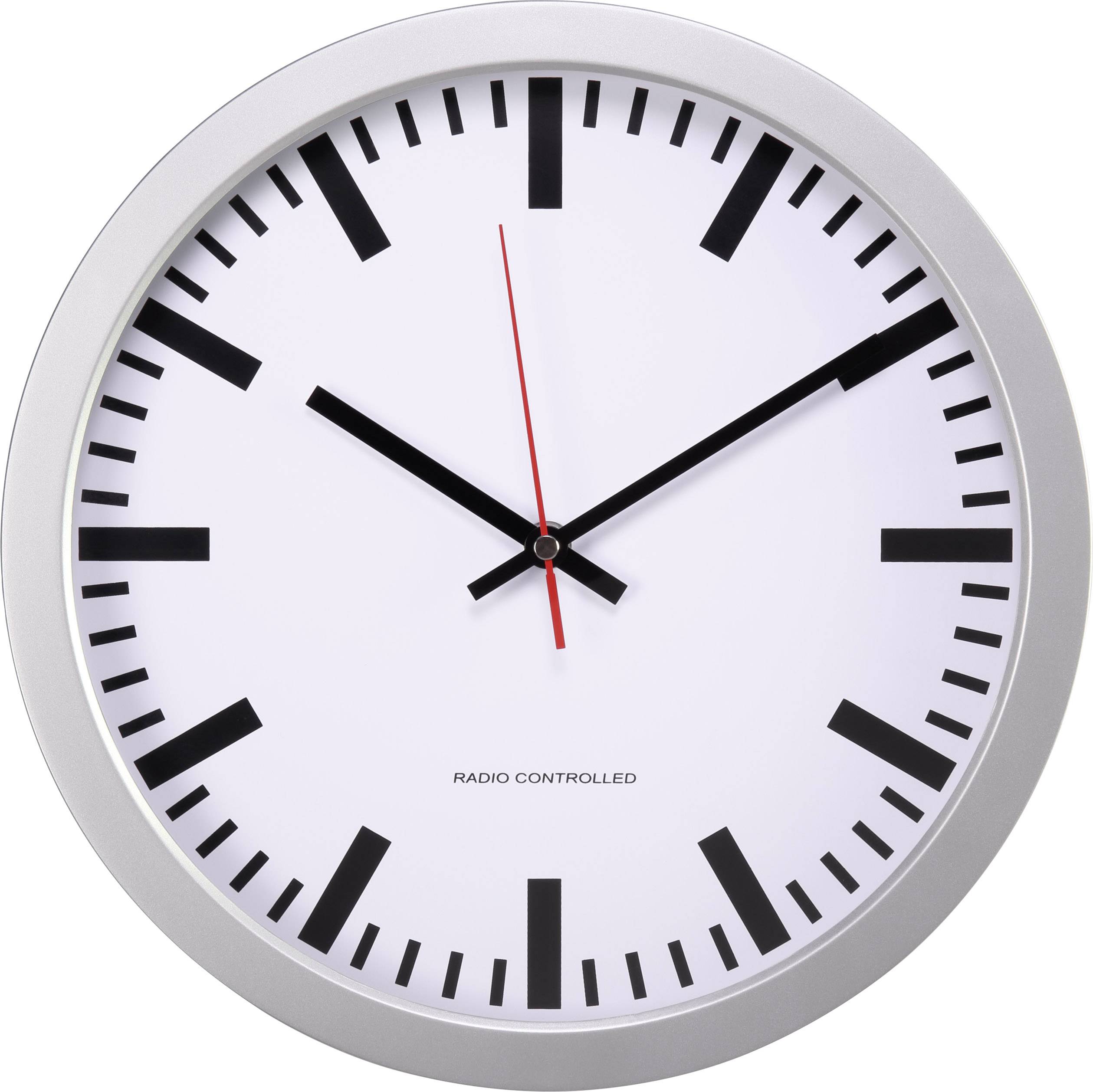 Radio Wall clock Basetech 300 mm x 45 mm Silver | Conrad.com