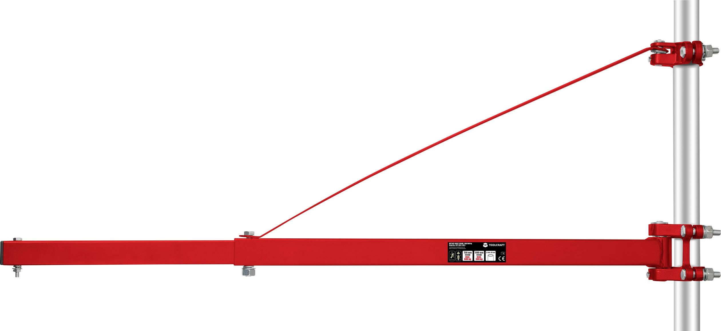 TOOLCRAFT TO-4985424 Block and tackle swivel arm Load capacity (incl. pulley) 600 kg Load capacity (without pulley) 300 kg