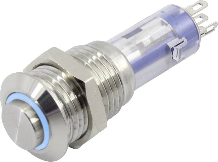 TRU COMPONENTS TC-6647568 LAS4GQH-11E/B/12V/S Pushbutton 48 V 2 A 1 x Off/(On) momentary Blue 1 pc(s)