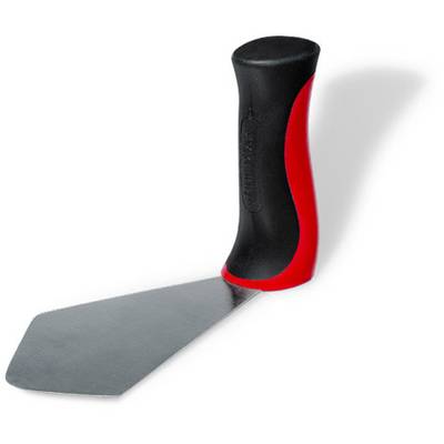 Here is an ergonomic spatula with a red and black handle, used for painting work or repairs.