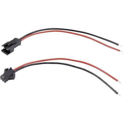 Two cable pairs with black and red wires and connectors for connecting electronic components.