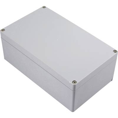 Grey-white rectangular box with rounded corners and four visible screws at the corners, typically used for housing purposes.