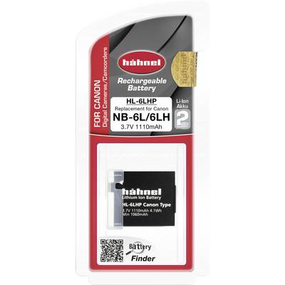 Rechargeable Lithium-Ion Battery Hähnel HL-6LHP, Replacement for Canon NB-6L/6LH, 3.7V, 1110mAh, for Canon Cameras. Packaged Battery.