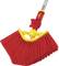 A red, conical road sweeping brush with a yellow handle, which is robust and suitable for outdoor use. Ideal for sweeping tasks on pavements.