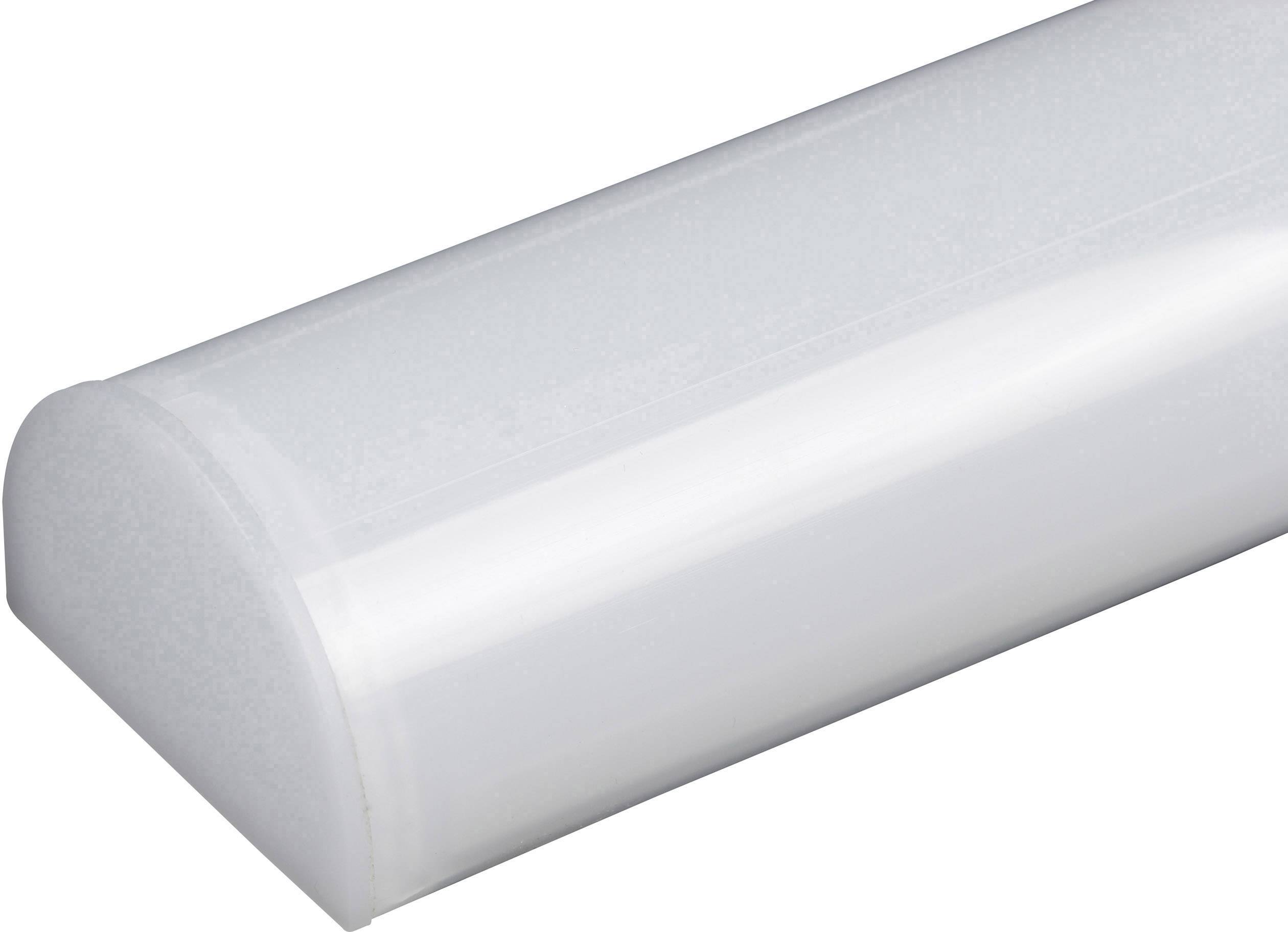 A rectangular LED light in cylindrical form with rounded edges. It emits diffused white light.